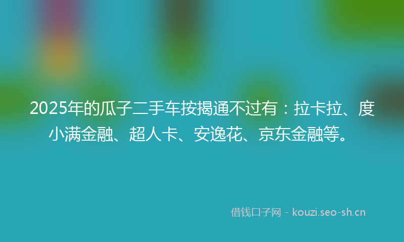 2025年的瓜子二手车按揭通不过有：拉卡拉、度小满金融、超人卡、安逸花、京东金融等。