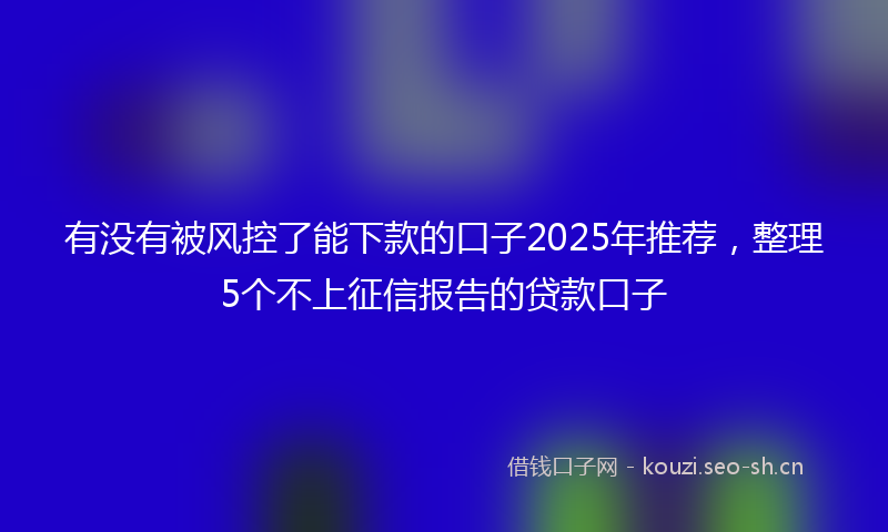 有没有被风控了能下款的口子2025年推荐，整理5个不上征信报告的贷款口子