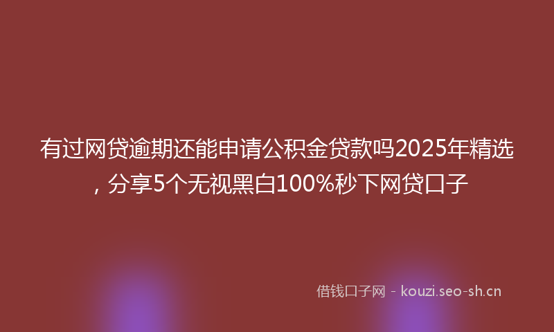 有过网贷逾期还能申请公积金贷款吗2025年精选，分享5个无视黑白100%秒下网贷口子