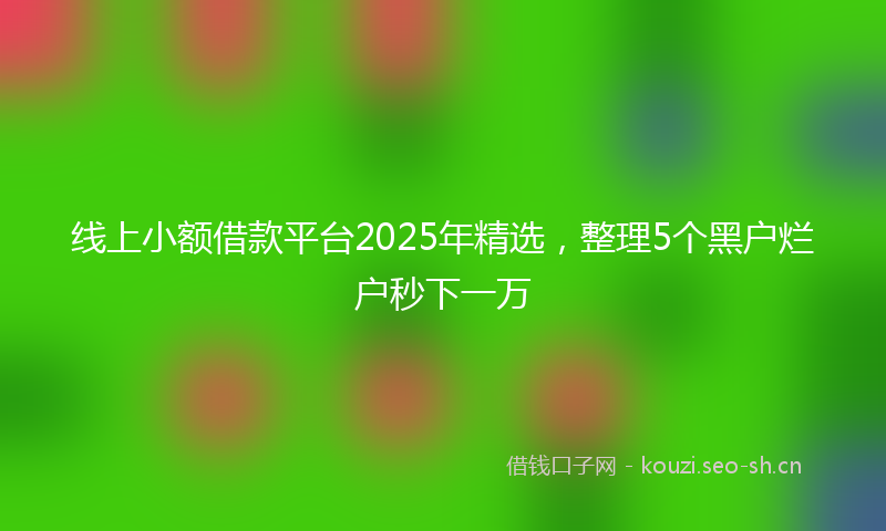 线上小额借款平台2025年精选，整理5个黑户烂户秒下一万