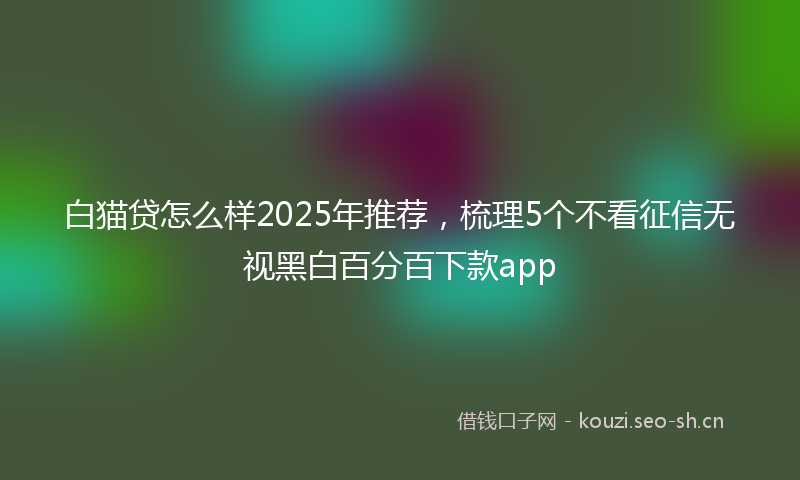 白猫贷怎么样2025年推荐，梳理5个不看征信无视黑白百分百下款app