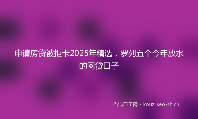 申请房贷被拒卡2025年精选，罗列五个今年放水的网贷口子
