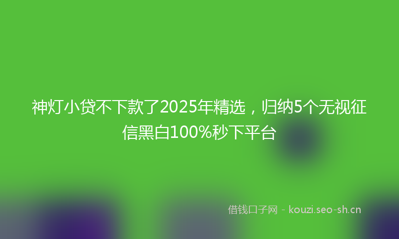 神灯小贷不下款了2025年精选，归纳5个无视征信黑白100%秒下平台