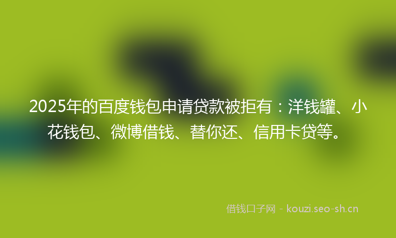 2025年的百度钱包申请贷款被拒有：洋钱罐、小花钱包、微博借钱、替你还、信用卡贷等。