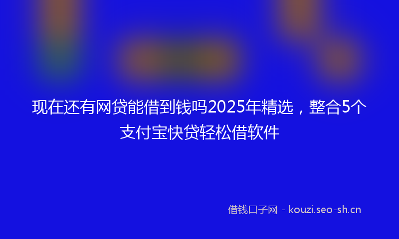 现在还有网贷能借到钱吗2025年精选，整合5个支付宝快贷轻松借软件