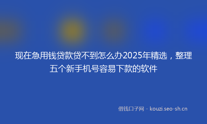 现在急用钱贷款贷不到怎么办2025年精选，整理五个新手机号容易下款的软件