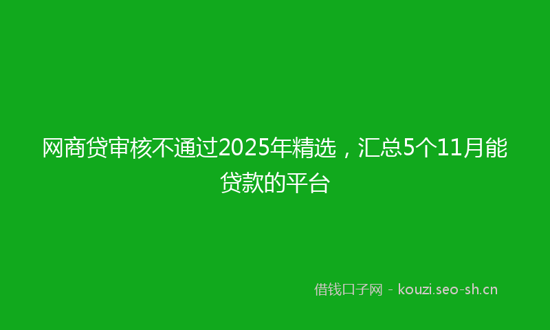 网商贷审核不通过2025年精选，汇总5个11月能贷款的平台