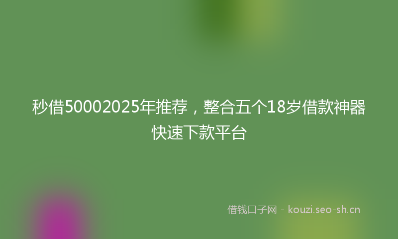 秒借50002025年推荐，整合五个18岁借款神器快速下款平台