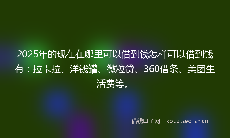 2025年的现在在哪里可以借到钱怎样可以借到钱有：拉卡拉、洋钱罐、微粒贷、360借条、美团生活费等。