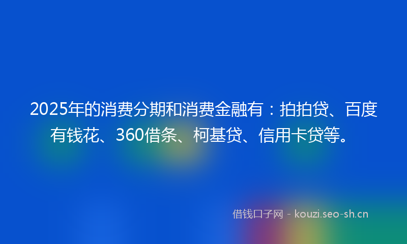 2025年的消费分期和消费金融有：拍拍贷、百度有钱花、360借条、柯基贷、信用卡贷等。