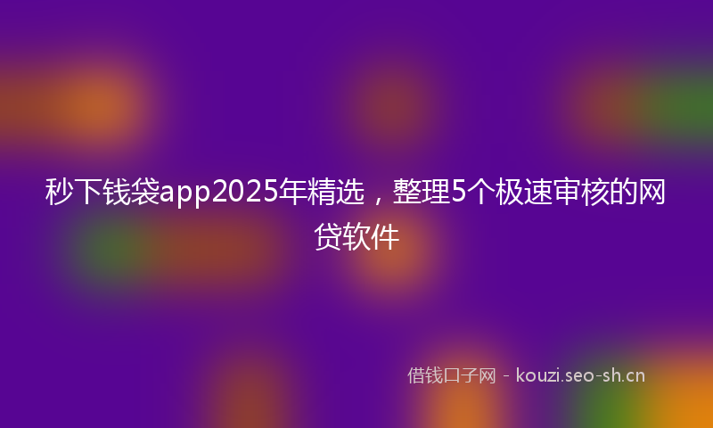 秒下钱袋app2025年精选，整理5个极速审核的网贷软件