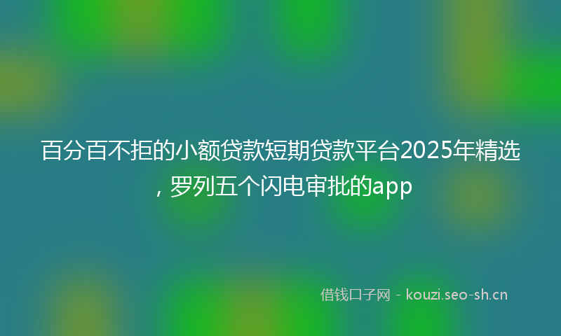 百分百不拒的小额贷款短期贷款平台2025年精选，罗列五个闪电审批的app