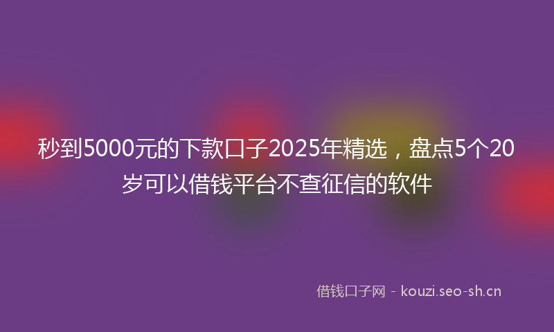 秒到5000元的下款口子2025年精选，盘点5个20岁可以借钱平台不查征信的软件