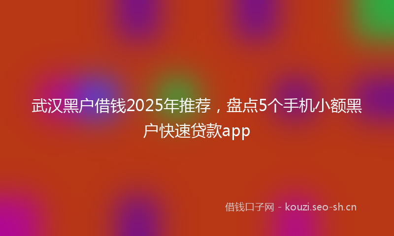 武汉黑户借钱2025年推荐，盘点5个手机小额黑户快速贷款app