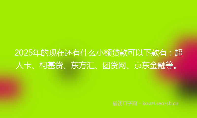 2025年的现在还有什么小额贷款可以下款有：超人卡、柯基贷、东方汇、团贷网、京东金融等。