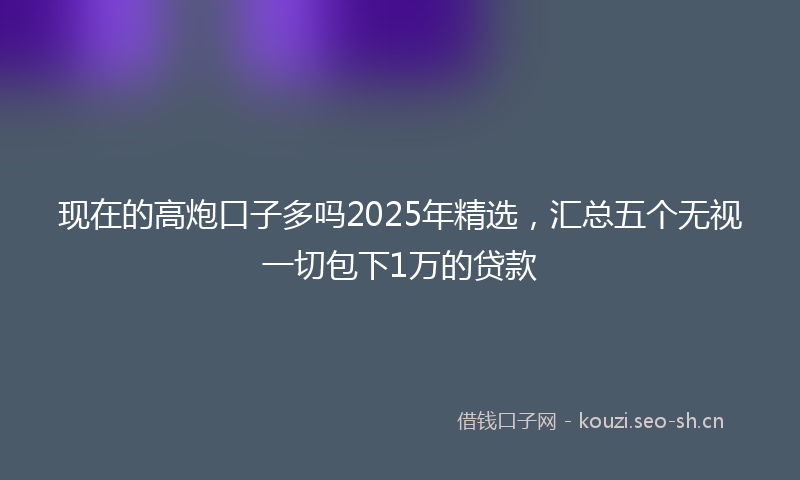 现在的高炮口子多吗2025年精选，汇总五个无视一切包下1万的贷款