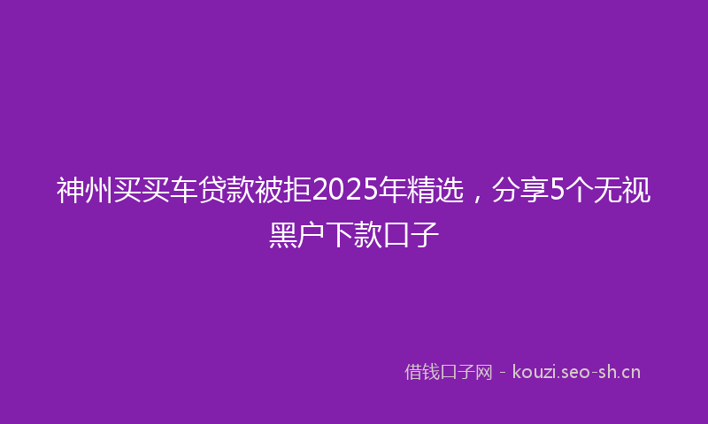 神州买买车贷款被拒2025年精选，分享5个无视黑户下款口子