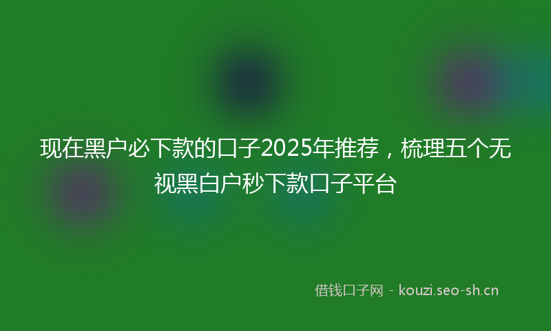 现在黑户必下款的口子2025年推荐，梳理五个无视黑白户秒下款口子平台