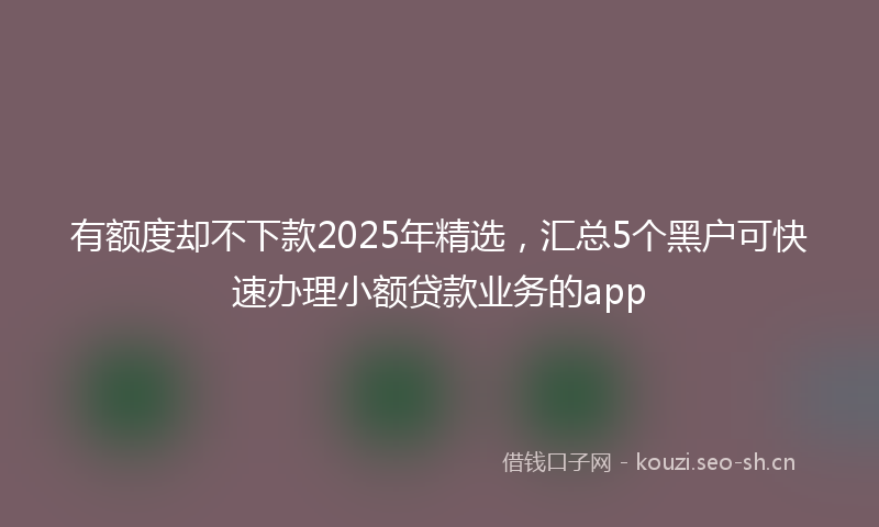 有额度却不下款2025年精选，汇总5个黑户可快速办理小额贷款业务的app