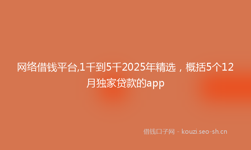 网络借钱平台,1千到5千2025年精选，概括5个12月独家贷款的app