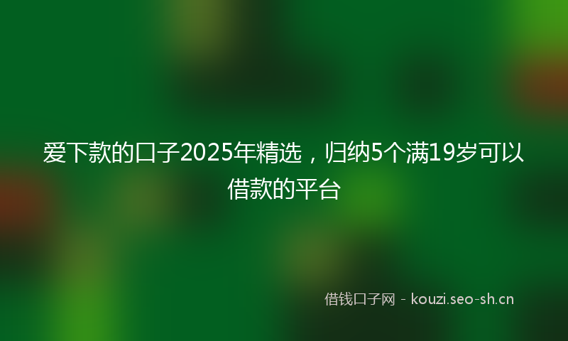 爱下款的口子2025年精选，归纳5个满19岁可以借款的平台