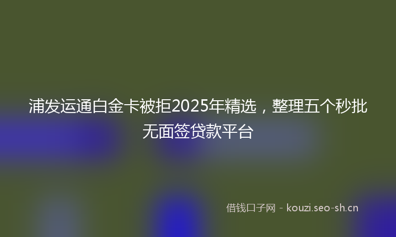 浦发运通白金卡被拒2025年精选，整理五个秒批无面签贷款平台