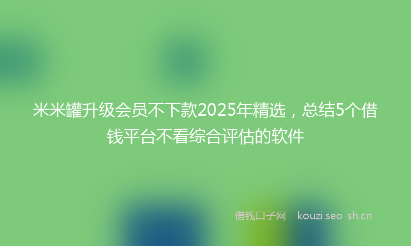米米罐升级会员不下款2025年精选，总结5个借钱平台不看综合评估的软件