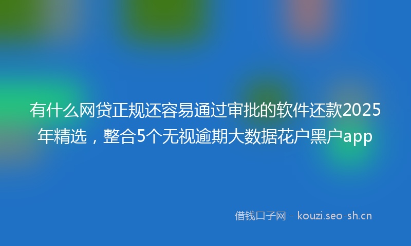有什么网贷正规还容易通过审批的软件还款2025年精选，整合5个无视逾期大数据花户黑户app