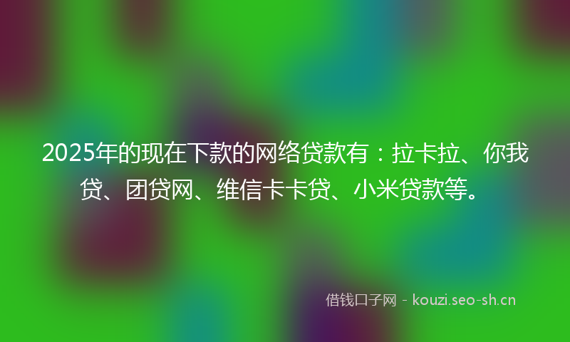2025年的现在下款的网络贷款有：拉卡拉、你我贷、团贷网、维信卡卡贷、小米贷款等。