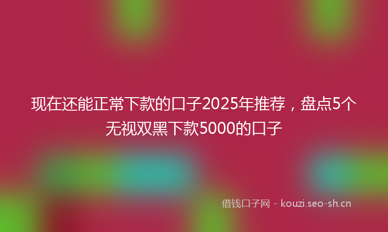 现在还能正常下款的口子2025年推荐，盘点5个无视双黑下款5000的口子