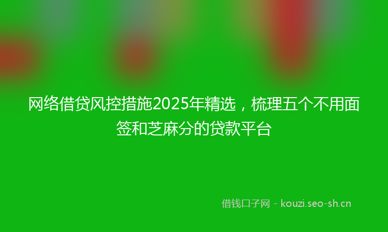 网络借贷风控措施2025年精选，梳理五个不用面签和芝麻分的贷款平台