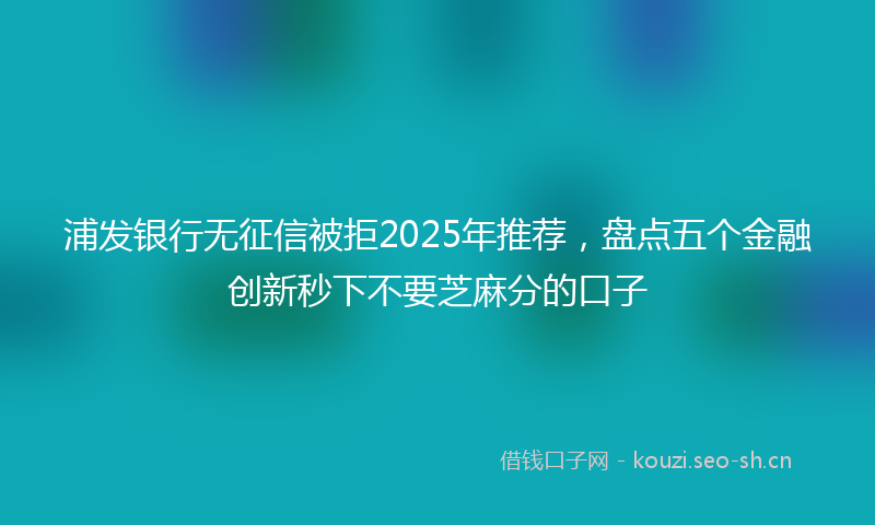 浦发银行无征信被拒2025年推荐，盘点五个金融创新秒下不要芝麻分的口子
