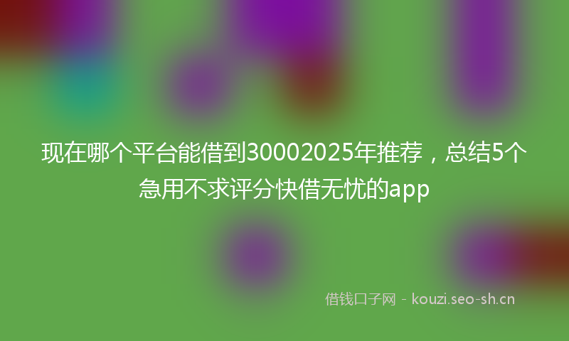 现在哪个平台能借到30002025年推荐，总结5个急用不求评分快借无忧的app