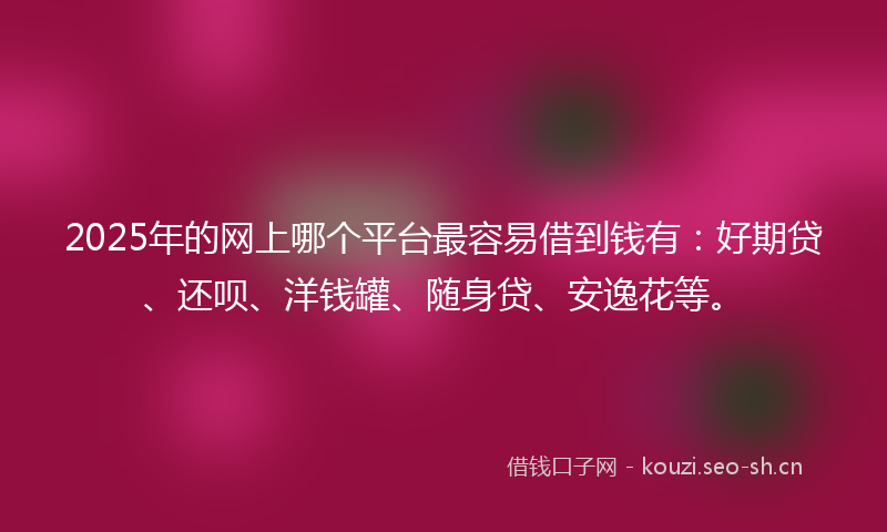 2025年的网上哪个平台最容易借到钱有：好期贷、还呗、洋钱罐、随身贷、安逸花等。