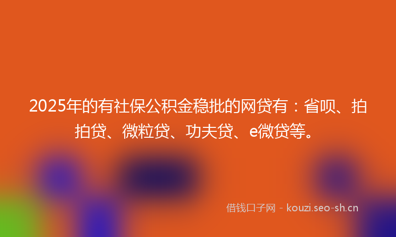 2025年的有社保公积金稳批的网贷有：省呗、拍拍贷、微粒贷、功夫贷、e微贷等。