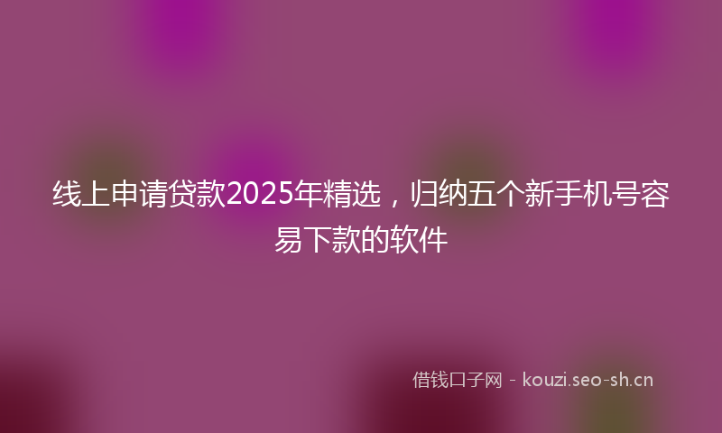 线上申请贷款2025年精选，归纳五个新手机号容易下款的软件