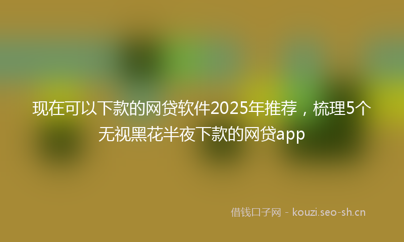 现在可以下款的网贷软件2025年推荐，梳理5个无视黑花半夜下款的网贷app