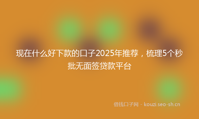 现在什么好下款的口子2025年推荐，梳理5个秒批无面签贷款平台