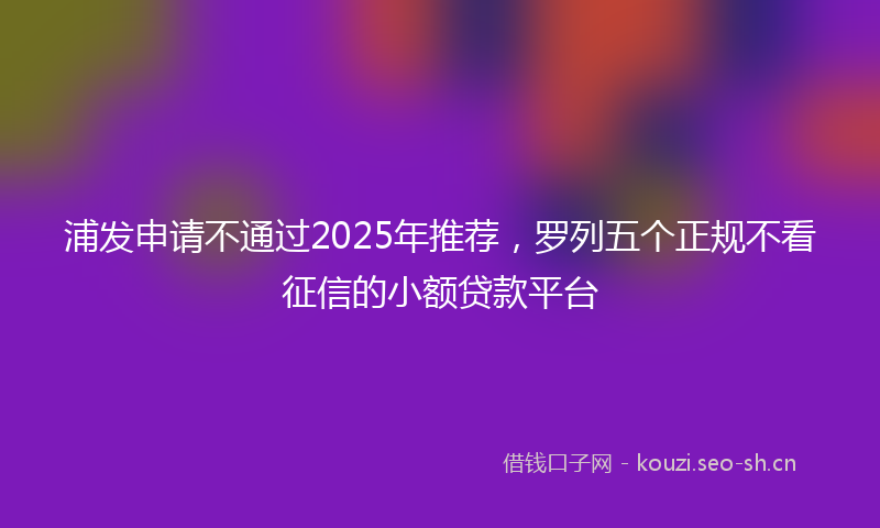 浦发申请不通过2025年推荐，罗列五个正规不看征信的小额贷款平台