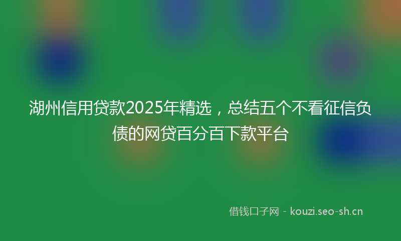 湖州信用贷款2025年精选，总结五个不看征信负债的网贷百分百下款平台