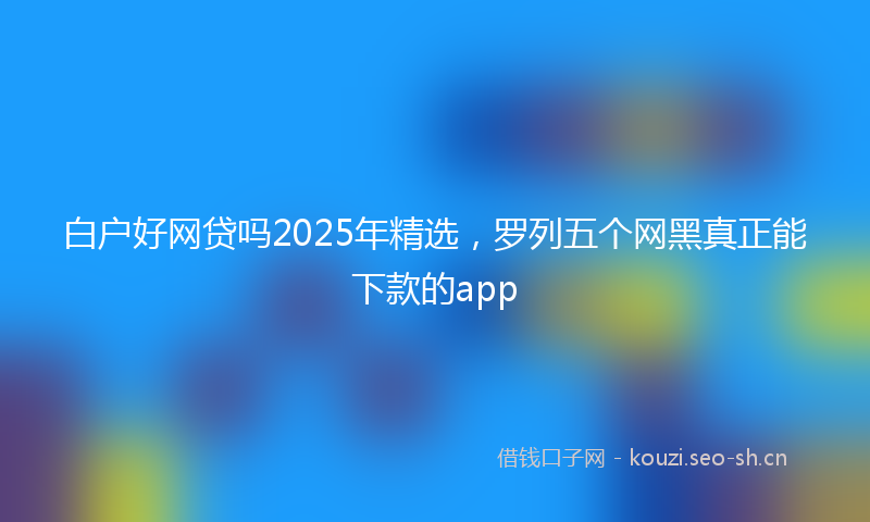 白户好网贷吗2025年精选，罗列五个网黑真正能下款的app