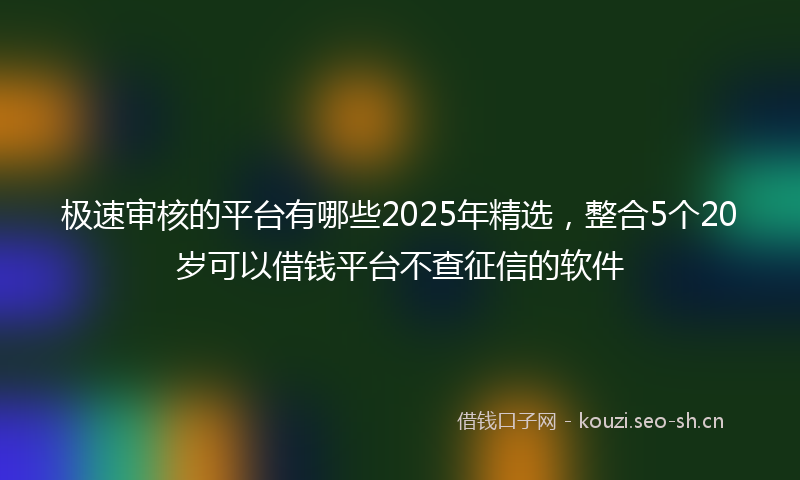 极速审核的平台有哪些2025年精选，整合5个20岁可以借钱平台不查征信的软件