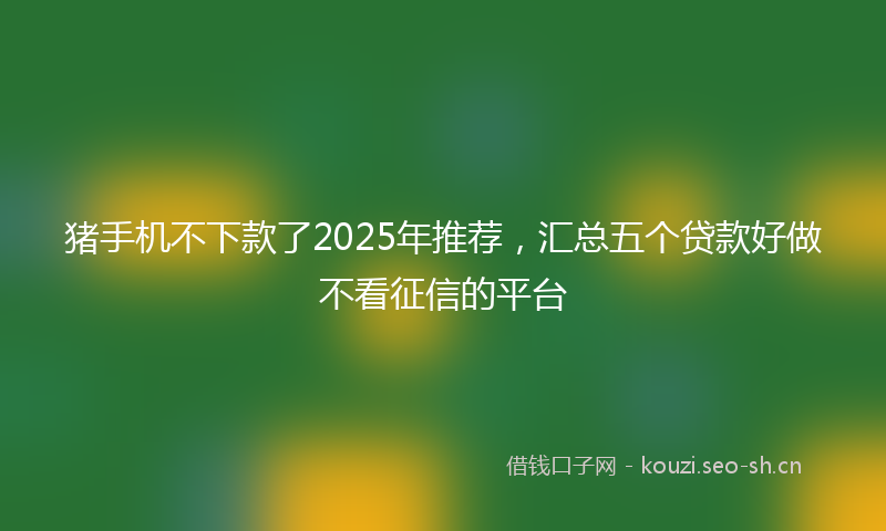 猪手机不下款了2025年推荐，汇总五个贷款好做不看征信的平台