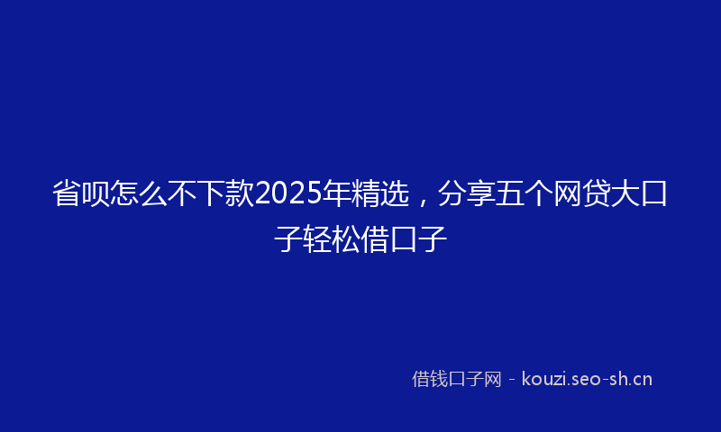 省呗怎么不下款2025年精选，分享五个网贷大口子轻松借口子