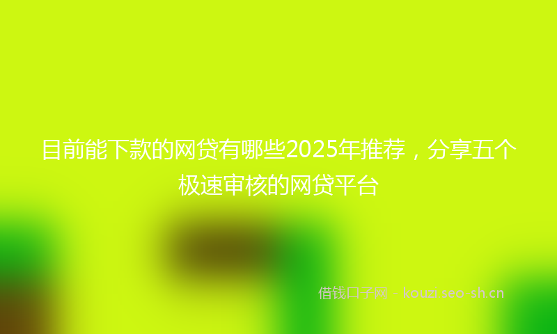 目前能下款的网贷有哪些2025年推荐，分享五个极速审核的网贷平台