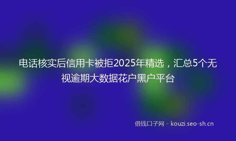 电话核实后信用卡被拒2025年精选，汇总5个无视逾期大数据花户黑户平台