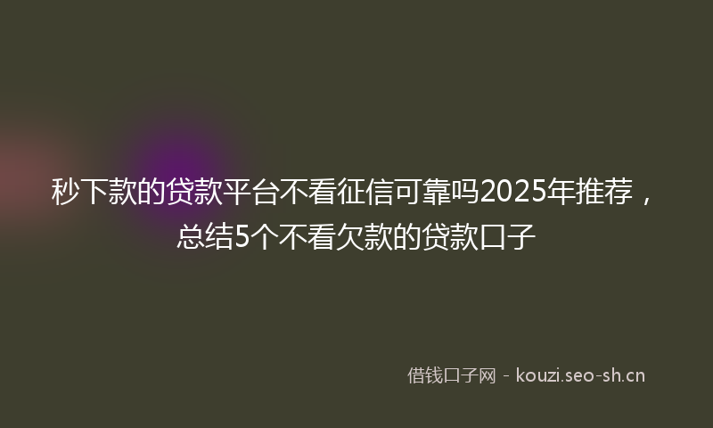 秒下款的贷款平台不看征信可靠吗2025年推荐，总结5个不看欠款的贷款口子