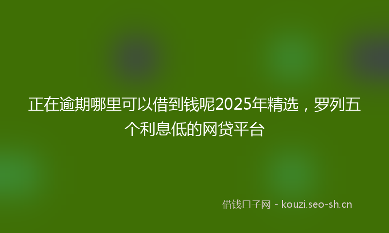 正在逾期哪里可以借到钱呢2025年精选，罗列五个利息低的网贷平台