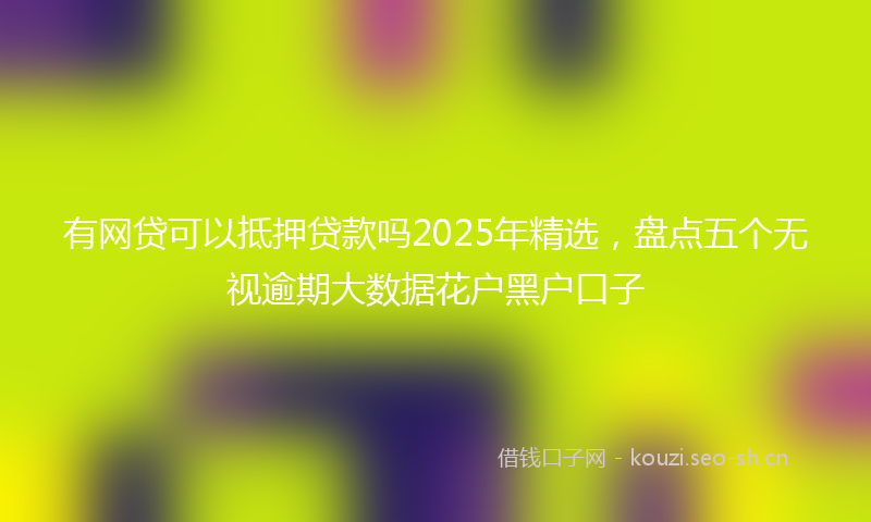 有网贷可以抵押贷款吗2025年精选，盘点五个无视逾期大数据花户黑户口子