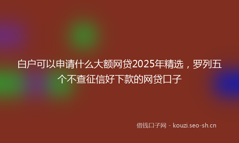 白户可以申请什么大额网贷2025年精选，罗列五个不查征信好下款的网贷口子